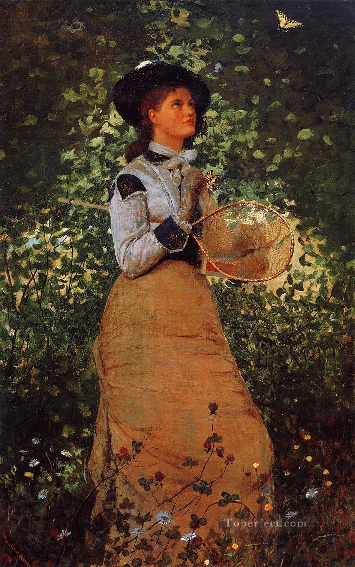 The Butterfly Girl Realism painter Winslow Homer Oil Paintings